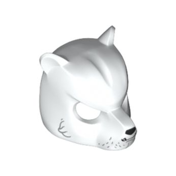 Part 18392pb04 - Minifigure, Headgear Mask Bear with Black Nose, Fangs and Gray Fur Pattern