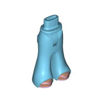 Part 2125c00pb008 - Mini Doll Hips and Trousers Bell-Bottoms with Medium Brown Feet and Metallic Pink Flip Flops Pattern - Thin Hinge