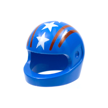 Part 2446px6 - Minifigure, Headgear Helmet Motorcycle (Standard) with Red Lines and White Stars Pattern