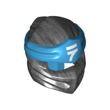 Part 40925pb11 - Minifigure, Headgear Ninjago Wrap Type 4 with Molded Dark Azure Headband and Printed White Ninjago Logogram Letter N Pattern