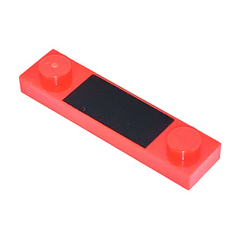 Teil 92593pb038 - Platte, modifiziert 1 x 4 mit 2 Bolzen ohne Nut mit schwarzem Rechteckmuster