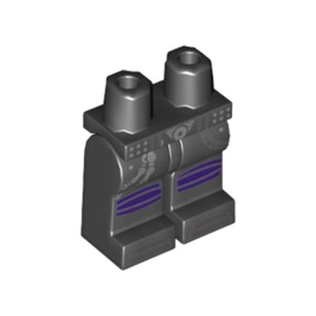 Onderdeel 970c00pb0819 - Heupen en benen met zilveren gesp en ketting, donkerpaarse kniebanden, donkerblauwgrijs tenenpatroon