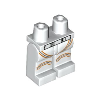 Teil 970c00pb0973 – Hüften und Beine mit schwarz umrandetem Gürtel, dunkelblau-grauem und orangefarbenem Streifenmuster