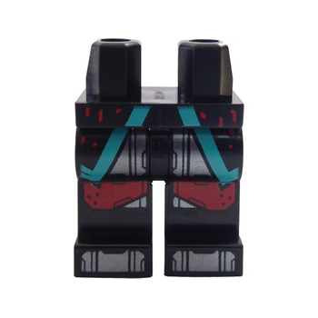 Teil 970c00pb1052 – Hüften und Beine mit Rockschößen mit dunkeltürkisem Saum, silbernem und rotem Rüstungsmuster