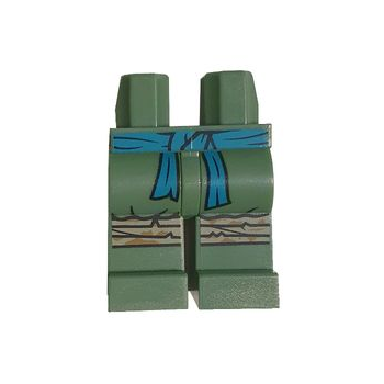 Teil 970c00pb1162 – Hüften und Beine mit dunkeltürkisfarbener Schärpe und hellbraunem Kniewickelmuster