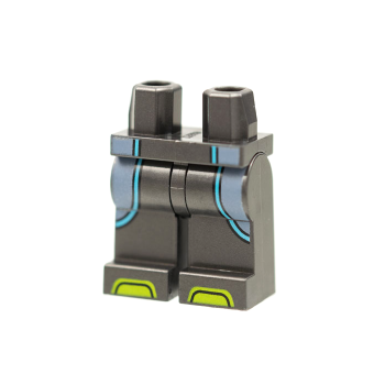 Onderdeel 970c00pb1229 - Heupen en benen met donkerblauwgrijze zijpanelen, middelblauwe bies, limoengroen tenenpatroon