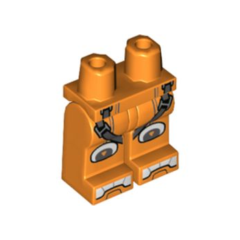 Teil 970c00pb1358 – Hüften und Beine mit dunkelblaugrauen diagonalen Riemen, silbernen Schnallen, weißen Knieschützern und Schuhspitzenmuster