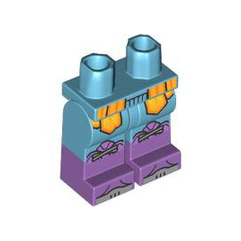 Teil 970c00pb1527 – Hüften und Beine mit geformten Unterschenkeln/Stiefeln in mittlerem Lavendel und bedruckten Robenenden in leuchtendem Hellorange und Orange sowie silbernem Schnürsenkel- und Zehenmuster