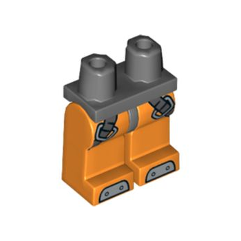 Onderdeel 970c04pb07 - Heupen en oranje benen met donkerblauwgrijze banden rond de dijen en zilveren gewichten op de voeten.