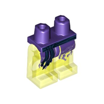 Teil 970c16pb01 – Hüften und transparent-neongrüne Beine mit dunkelblauer Schärpe und zerfetztem dunkelvioletten Robenmuster