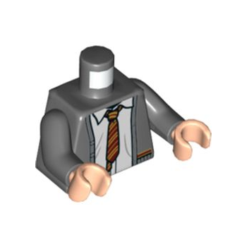 Teil 973pb3934 – Torso-Strickjacke mit weißem Hemd mit Falten, rot-goldener Krawatte und Besatz (Gryffindor) Muster