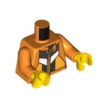 Part 973pb5782c01 - Torso Jacket, Dark Silver, White, Black, and Bright Light Orange Panels, Sport Mountain Logo on Back Pattern / Orange Arms / Yellow Hands