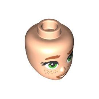 Onderdeel 101267 - Minipop, hoofdvrienden met donkeroranje wenkbrauwen, groene ogen, noga-lippen en sproeten, en een open mondlach met tandenpatroon