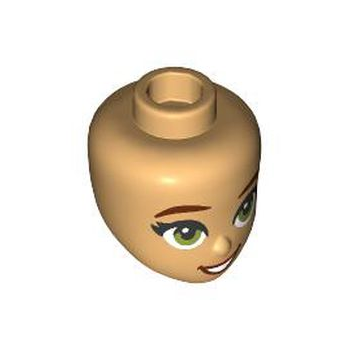 Onderdeel 105806 - Minipop, hoofdvrienden met roodbruine wenkbrauwen, olijfgroene ogen, noga-lippen en een open mondlach met een wit tandenpatroon