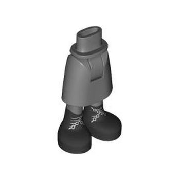 Onderdeel 109803c00pb02 - Minipop heupen en rok tot de middellange lengte met zwarte laarzen met zilveren veterpatroon - Dik scharnier