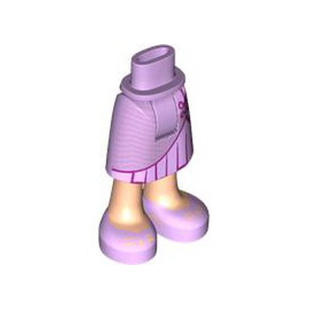 Onderdeel 109803c00pb03 - Minipop heupen en rok tot de middellange lengte met gegoten licht nougat benen en bedrukte magenta ruches, metallic roze strepen en lavendel schoenenpatroon - Dikke scharnier