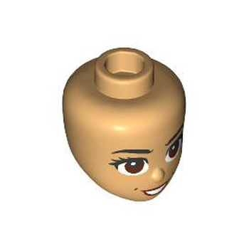 Onderdeel 109925 - Minipop, hoofdvrienden met zwarte borstelige wenkbrauwen, wimpers, roodbruine ogen, kuiltjes, noga-lippen, open mondglimlach met tandpatroon