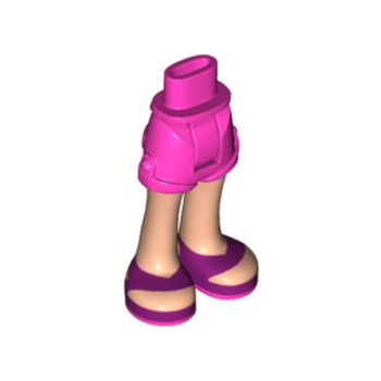 Onderdeel 11202c00pb03 - Minipop heupen en shorts met lichtnougat benen en magenta sandalen met donkerroze zolenpatroon - Dik scharnier