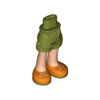 Onderdeel 11202c00pb14 - Minipop heupen en shorts met lichtbruine benen en oranje schoenen met witte veters en olijfgroene zolen - patroon - dikke scharnier