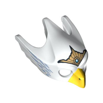 Onderdeel 12549pb04 - Minifiguur, hoofddekselmasker Vogel / Adelaar met gele snavel, gouden tiara en middelblauw verenpatroon