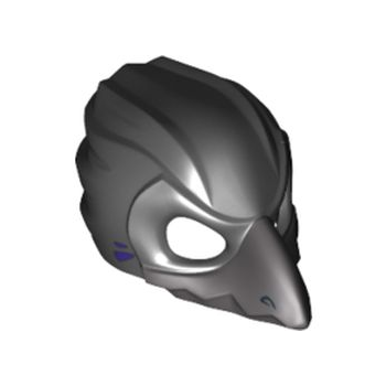 Onderdeel 12550pb04 - Minifiguur, hoofddekselmasker Vogel (Raaf) met donkerblauwgrijze snavel en zilveren ooglappatroon