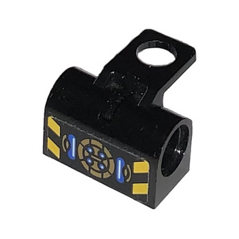 Part 15406pb01 - Minifigure Backpack with Horizontal Pin Holes with Yellow Danger Stripes and Gold Lightning Reactor Pattern (Sticker) - Set 70731