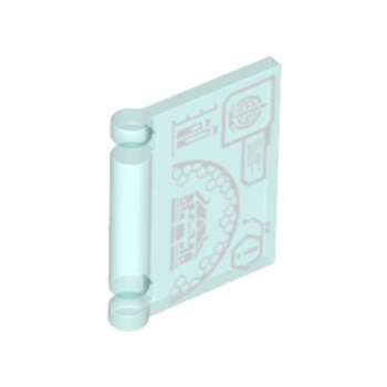 Onderdeel 24093pb045 - Minifiguur, gebruiksvoorwerpboekomslag met computerscherm, wit SWORD-logo, hexdiagrampatroon