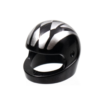 Part 2446pb12 - Minifigure, Headgear Helmet Motorcycle (Standard) with Silver Stripes and Harlequin Diamond Pattern