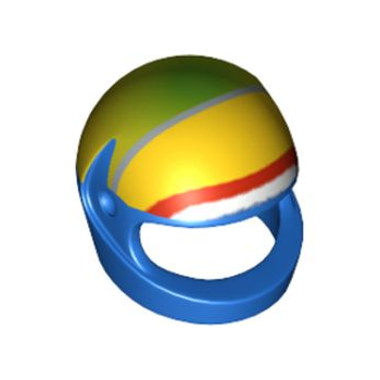 Onderdeel 2446pb28 - Minifiguur, hoofddeksel, helm, motorfiets (standaard) met Ferrari F. Massa-patroon