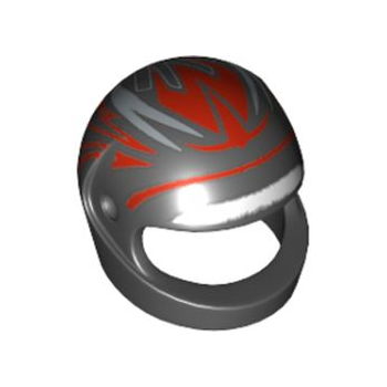 Onderdeel 2446pb29 - Minifiguur, hoofddeksel, helm, motorfiets (standaard) met Ferrari K. Raikkonen-patroon