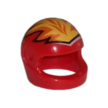 Part 2446px9 - Minifigure, Headgear Helmet Motorcycle (Standard) with Yellow and Orange Flames Pattern