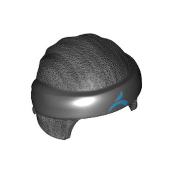 Part 24496pb13 - Minifigure, Headgear Ninjago Wrap Type 3 with Molded Black Bandana and Knot and Printed Dark Azure Ninjago Logogram Letter W Pattern