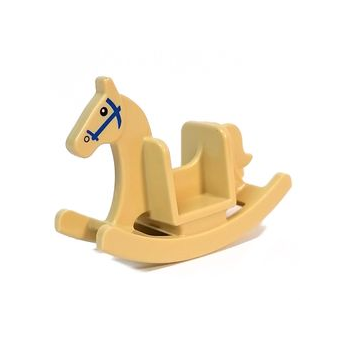 Onderdeel 2519pb01 - Minifiguur, gebruiksvoorwerp schommelpaard met zwarte ogen en blauw hoofdstelpatroon