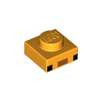 Part 3024pb017 - Plate 1 x 1 with 2 Black Squares and Dark Orange Rectangle Pattern (Minecraft Axolotl Face)