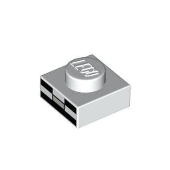 Part 3024pb022 - Plate 1 x 1 with Black and Light Bluish Gray Rectangles Pattern (Minecraft Skeleton Face)