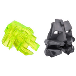 Onderdeel 32553c02 - Bionicle-hoofdaansluitblok 3 x 4 x 1 2/3 met trans-neongroen oog/hersensteel (32553 / 32554)