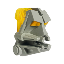Onderdeel 32553c03 - Bionicle-hoofdaansluitblok 3 x 4 x 1 2/3 met trans-neon geel oog / hersensteel (32553 / 32554)