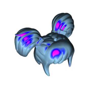 Onderdeel 34697pb01 - Minipop, haar, korte pony en 2 korte staartjes met iriserend coatingpatroon
