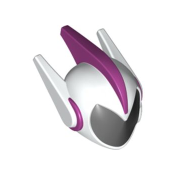 Onderdeel 34704pb01 - Minipop, hoofddekselhelm Alien met twee zijspikes en bovenste rand, wit met zwart vizierpatroon