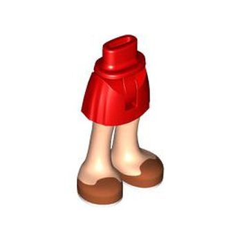 Onderdeel 35216ac00pb026 - Minipop heupen en rok met gegoten licht nougat benen en bedrukte donkeroranje open schoenen met witte zolen - dun scharnier