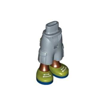 Onderdeel 35216bc00pb001 - Minipop heupen en broek met grote zakken, gegoten roodbruine benen en bedrukte olijfgroene schoenen met witte veters en donkerblauwe zolen - dun scharnier