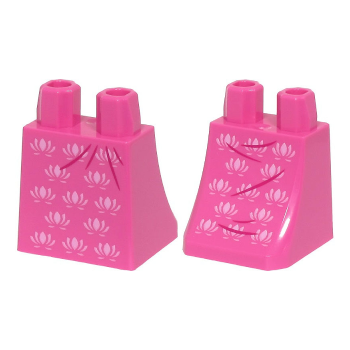 Onderdeel 36036pb086 - Onderlichaam, rok met felroze bloemen en magenta kreukpatroon (BAM)