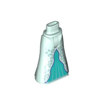 Onderdeel 36187c00pb010 - Minipop heupen en rok tot de volledige lengte met metallic lichtblauwe glitters en schelpen en donker turquoise inzetstuk met donkerpaars randpatroon - dunne scharnier