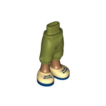 Onderdeel 36196c00pb001 - Minipop heupen en broek bijgesneden met gevormde medium nougat benen en bedrukte bruine schoenen met donkerblauwe veters en zolenpatroon - Dunne scharnier