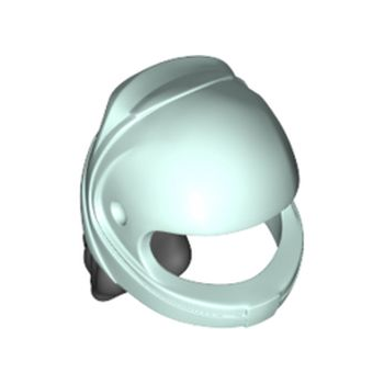 Onderdeel 36293pb02 - Minipop, haarcombo, hoed met haar, racehelm met gegoten flexibel rubberen zwart haar paardenstaartpatroon