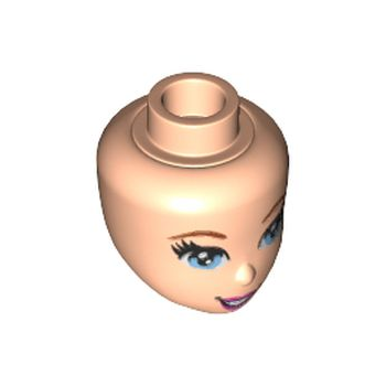 Onderdeel 36320 - Minipop, hoofdvrienden met heldere lichtblauwe ogen met zwarte wimpers, donkerroze lippen en open mondpatroon