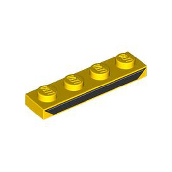 Part 3710pb003 - Plate 1 x 4 with Black Trapezoid with Silver Line Pattern