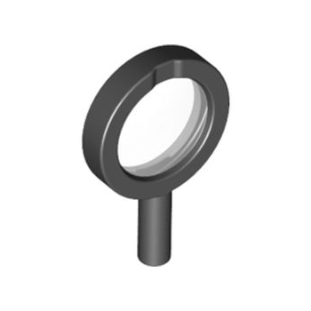 Onderdeel 38648c01 - Minifiguur, vergrootglas met dik frame en holle handgreep met transparante lens