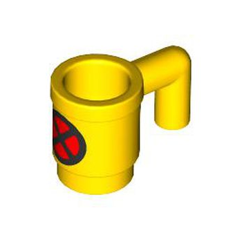 Onderdeel 3899pb011 - Minifiguur, bestekbeker met zwart en rood X-Men-logopatroon