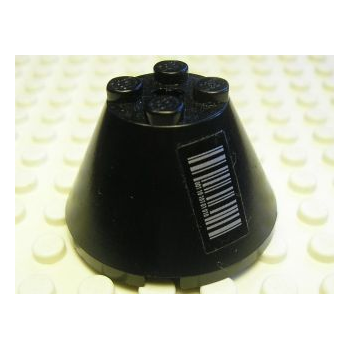 Onderdeel 3943bpb04 - Kegel 4 x 4 x 2 met asgat met zilveren barcodepatroon (sticker) - Set 7702